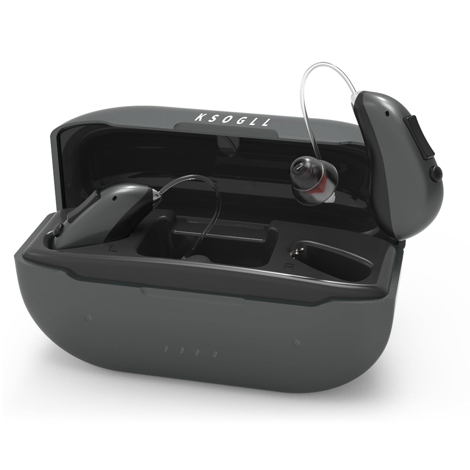 Rechargeable Clear Sound BTE Hearing Aids, Light and Invisible Design Hearing Amplifiers with 16-Channel Digital Chips Noise Cancellation and Volume Control-Black