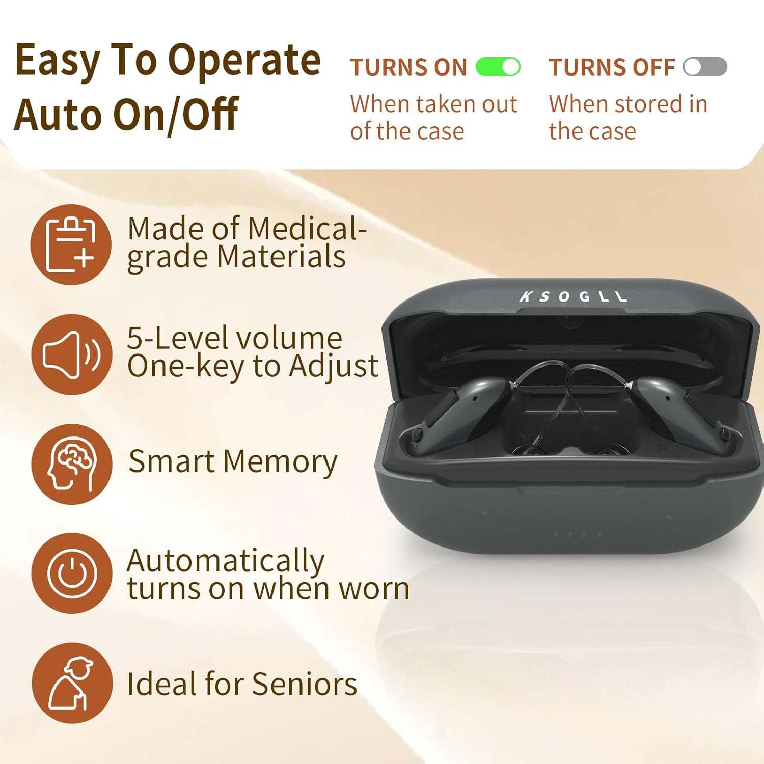 Rechargeable Clear Sound BTE Hearing Aids, Light and Invisible Design Hearing Amplifiers with 16-Channel Digital Chips Noise Cancellation and Volume Control-Black