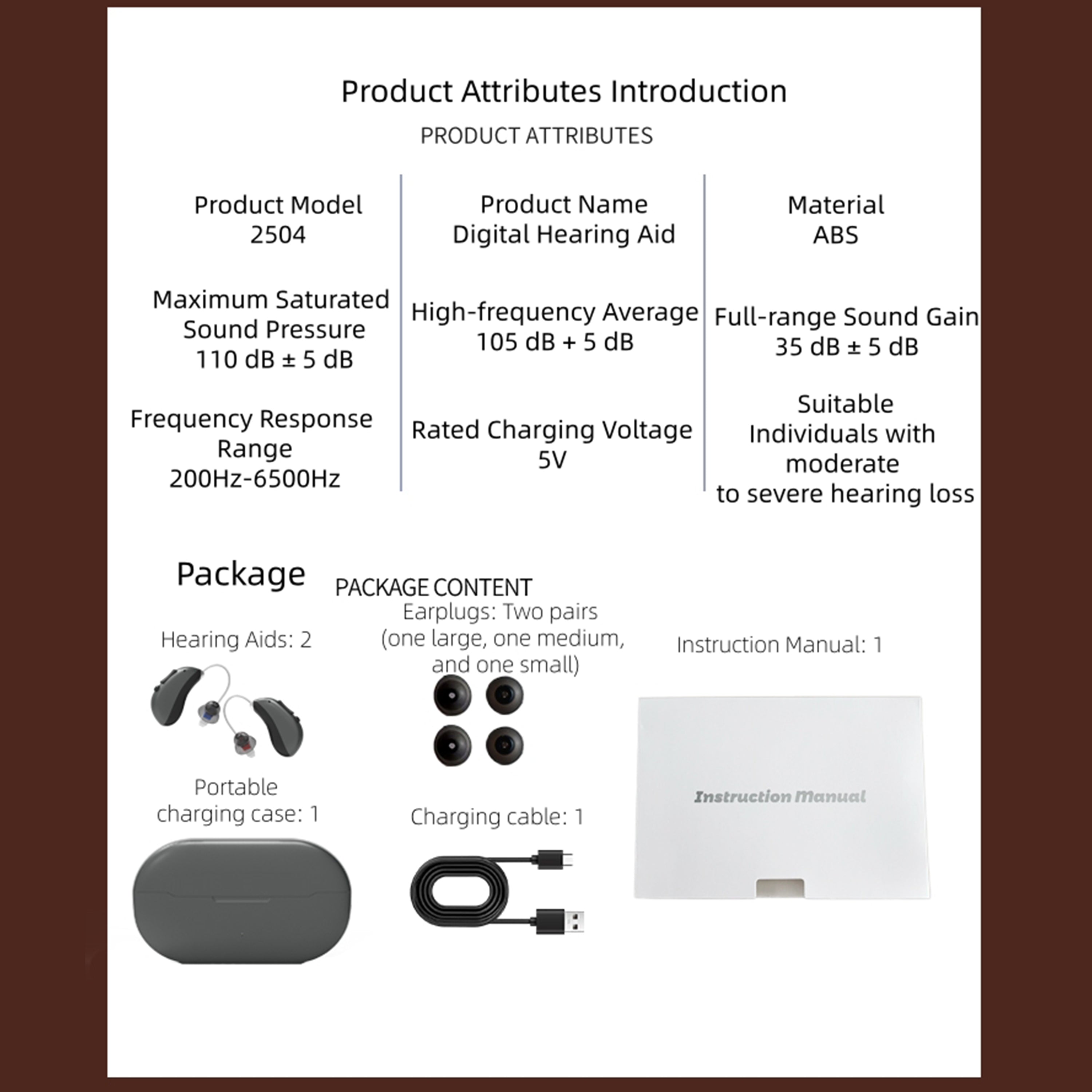 KSCOGLL XY2504 Portable Rechargeable Bluetooth Hearing Aid