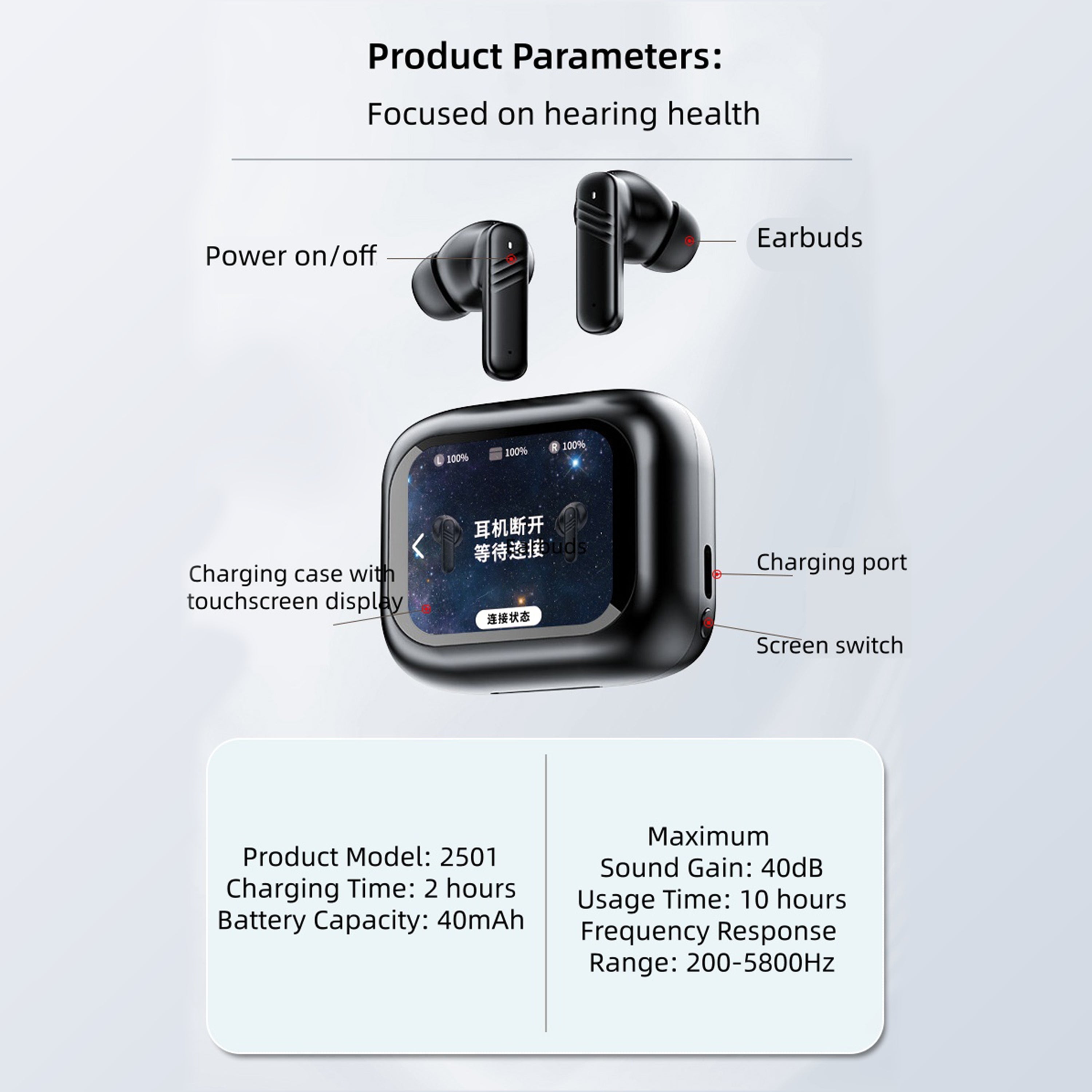 KSOGLL XY2501 Rechargeable Digital Portable ITE Hearing Aid