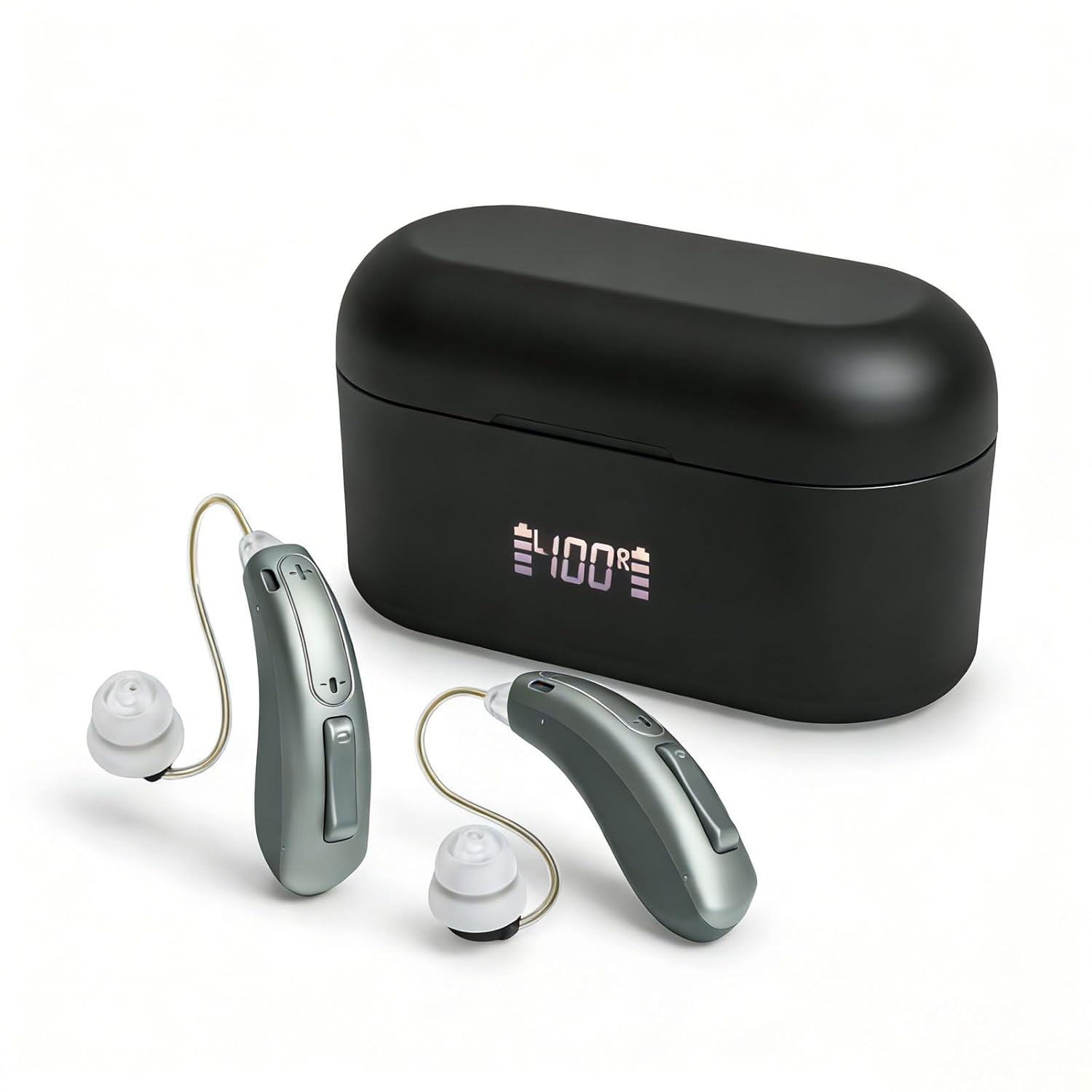 Hearing aid for seniors invisible hearing aids have a 56 hour long battery life and automatic pairing to regulate noisy environments(Black Color) Fdisayer