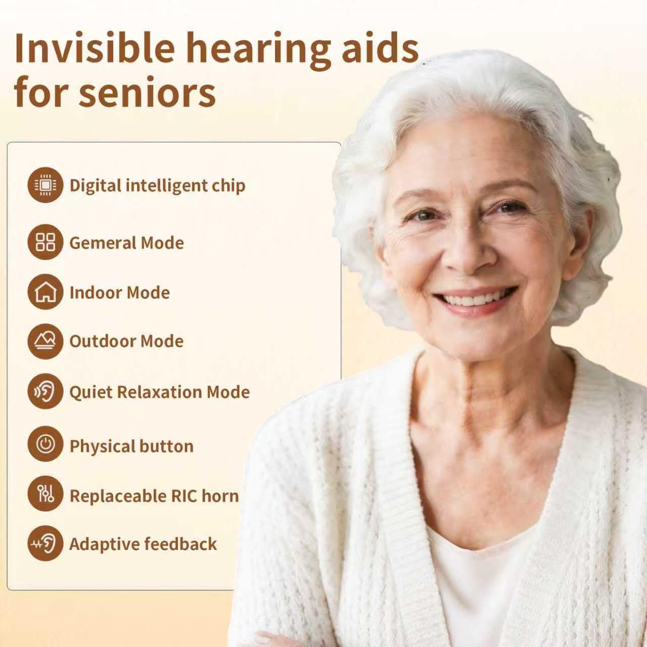 Hearing aid for seniors invisible hearing aids have a 56 hour long battery life and automatic pairing to regulate noisy environments(Black Color) Fdisayer