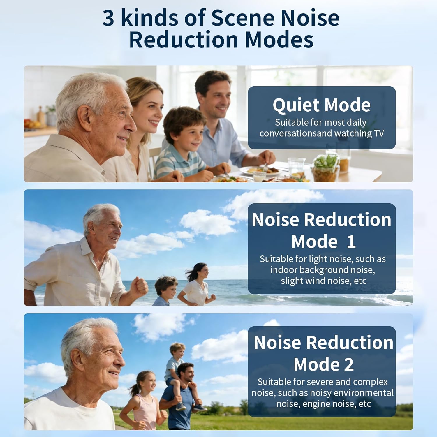 Rechargeable Hearing Aids for Seniors–Clear Sound Hearing Amplifiers with Noise Cancellation and Volume Control, 2H Fast Charging,3 Kinds of Modes for All Situations（Beige）