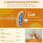 Amplificadores auditivos recargables: audífonos de sonido claro para personas mayores con 5 controles de volumen y cancelación de ruido, 4 tipos de modos (beige)