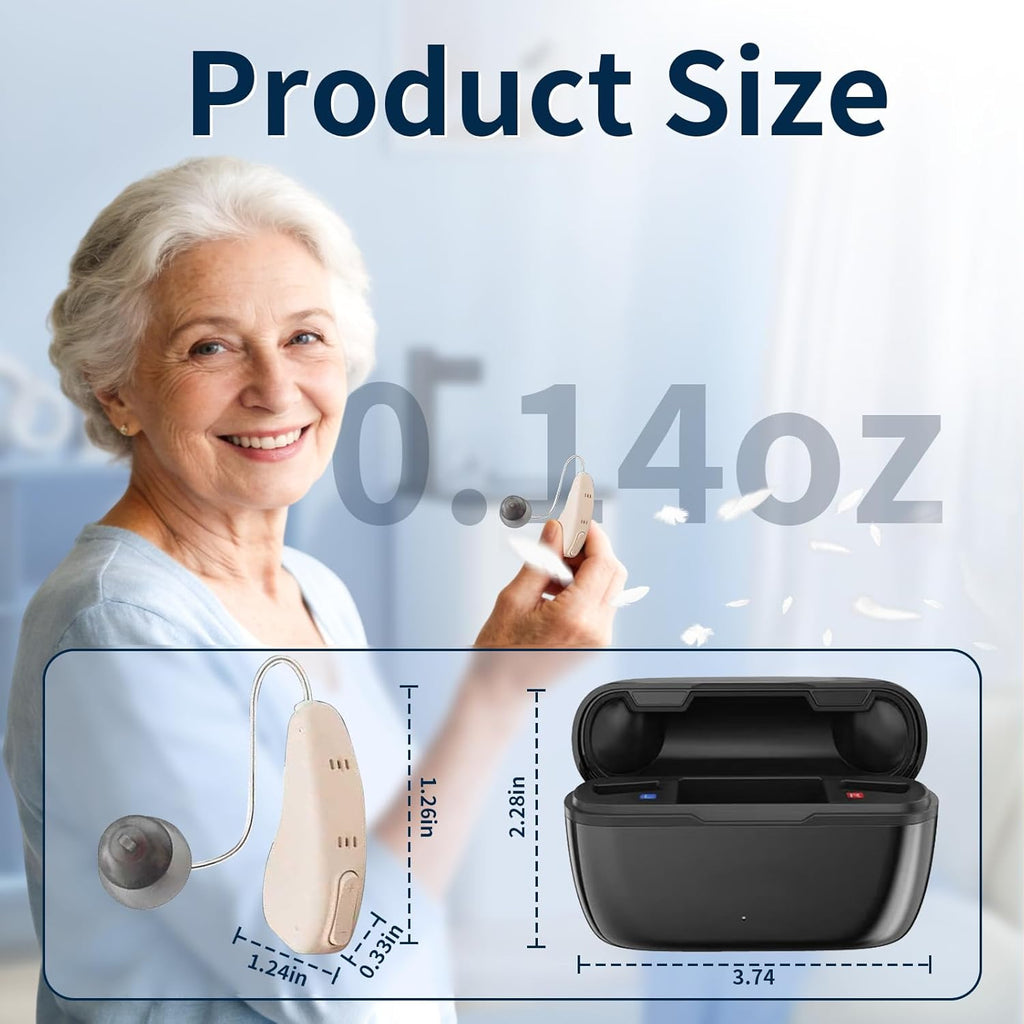 Rechargeable Hearing Aids for Seniors–Clear Sound Hearing Amplifiers with Noise Cancellation and Volume Control, 2H Fast Charging,3 Kinds of Modes for All Situations（Beige）