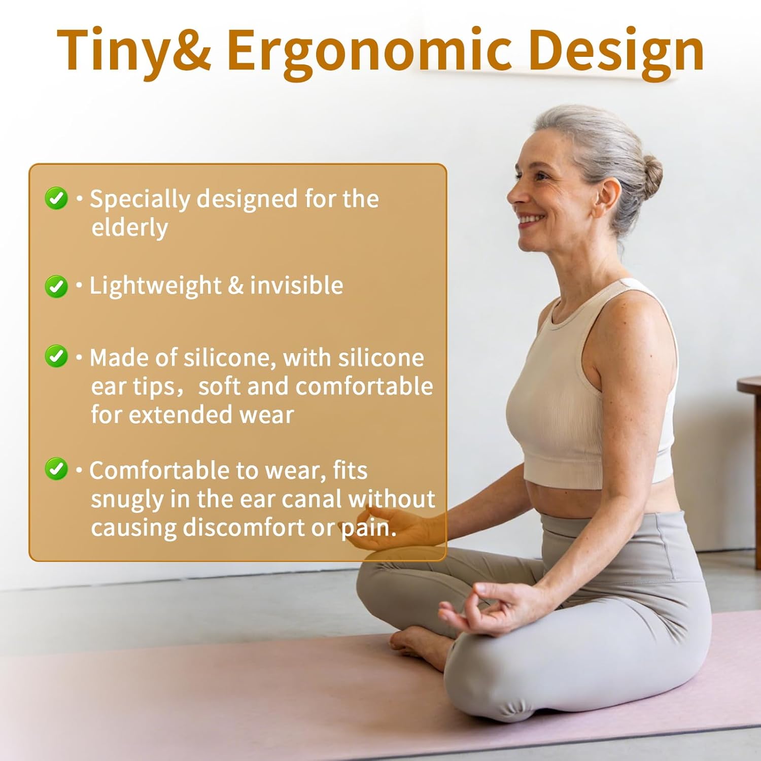 Amplificadores auditivos recargables: audífonos de sonido claro para personas mayores con 5 controles de volumen y cancelación de ruido, 4 tipos de modos (beige)