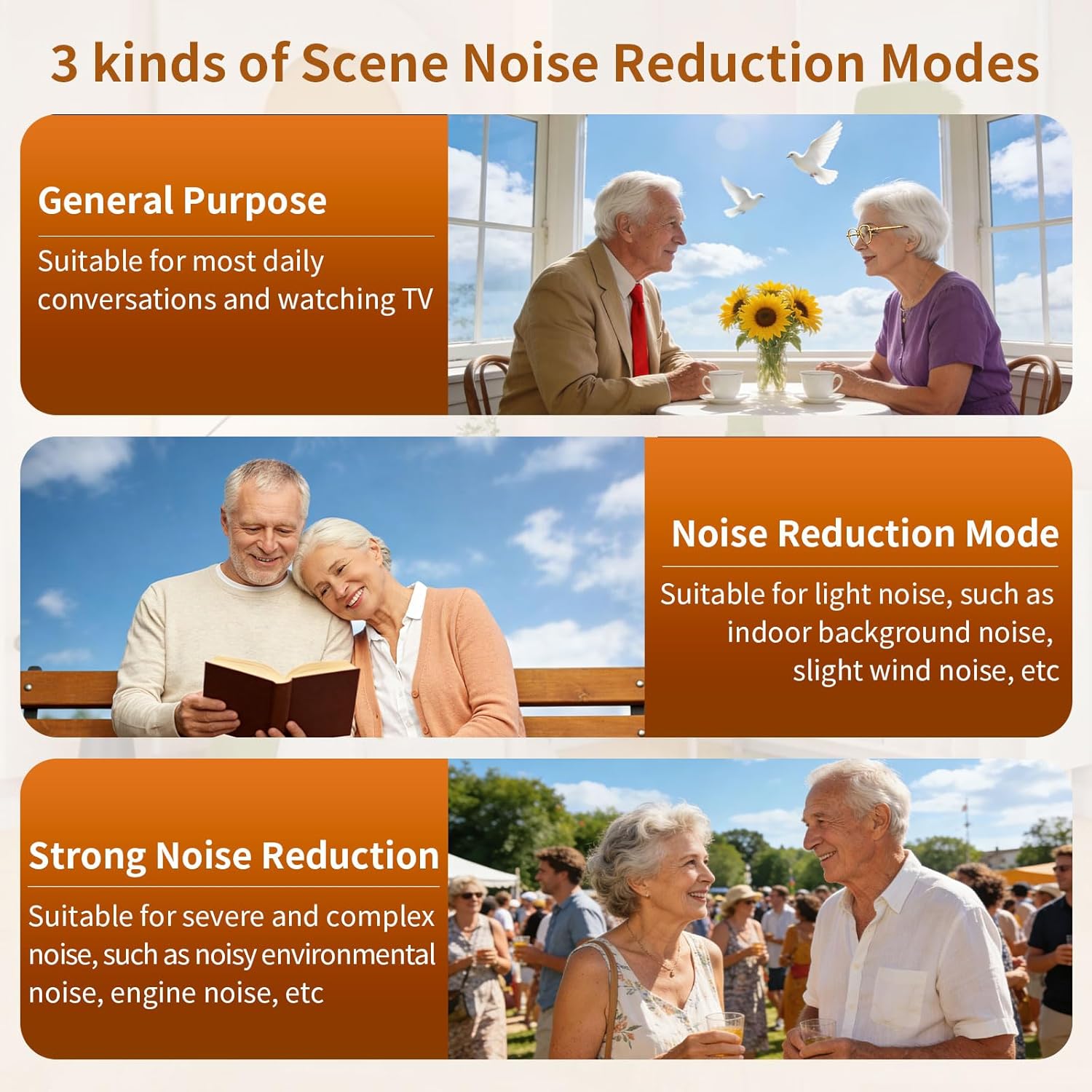 Clear Sound Hearing Aids for Seniors, Rechargeable Hearing Aid with APP and Bluetooth, 5 Levels of Volume Automatic Noise Cancellation（Beige）