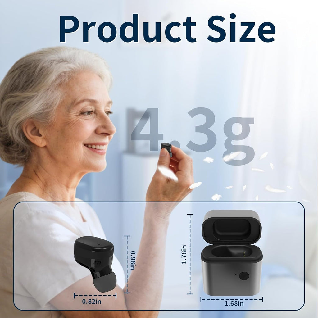 Rechargeable Hearing Aids for Hearing Loss, 4 Levels of Volume Adjustment, Hearing Amplifiers for Seniors with Clear Sound（Black）