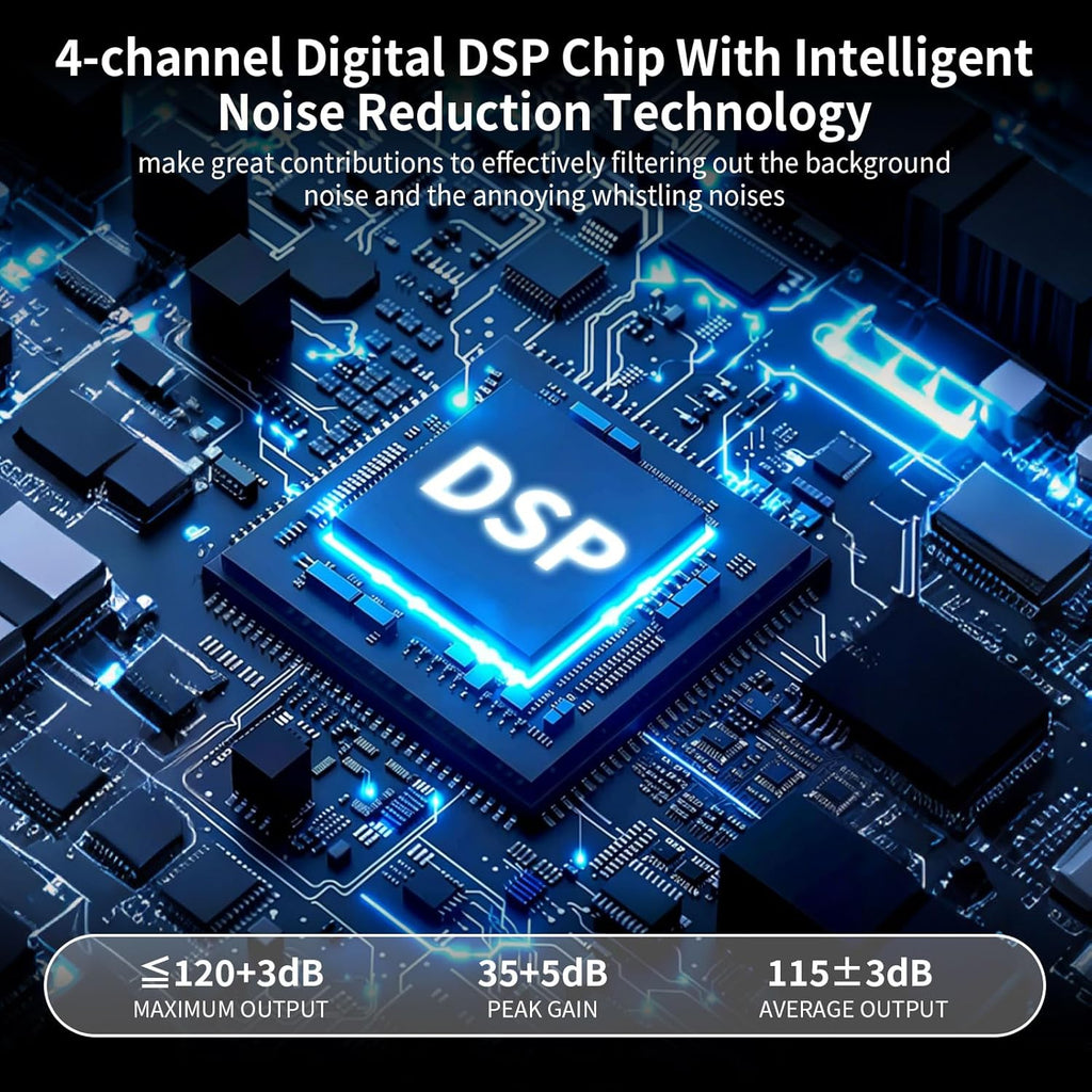 Rechargeable Hearing Aids for Hearing Loss, 4 Levels of Volume Adjustment, Hearing Amplifiers for Seniors with Clear Sound（Black）