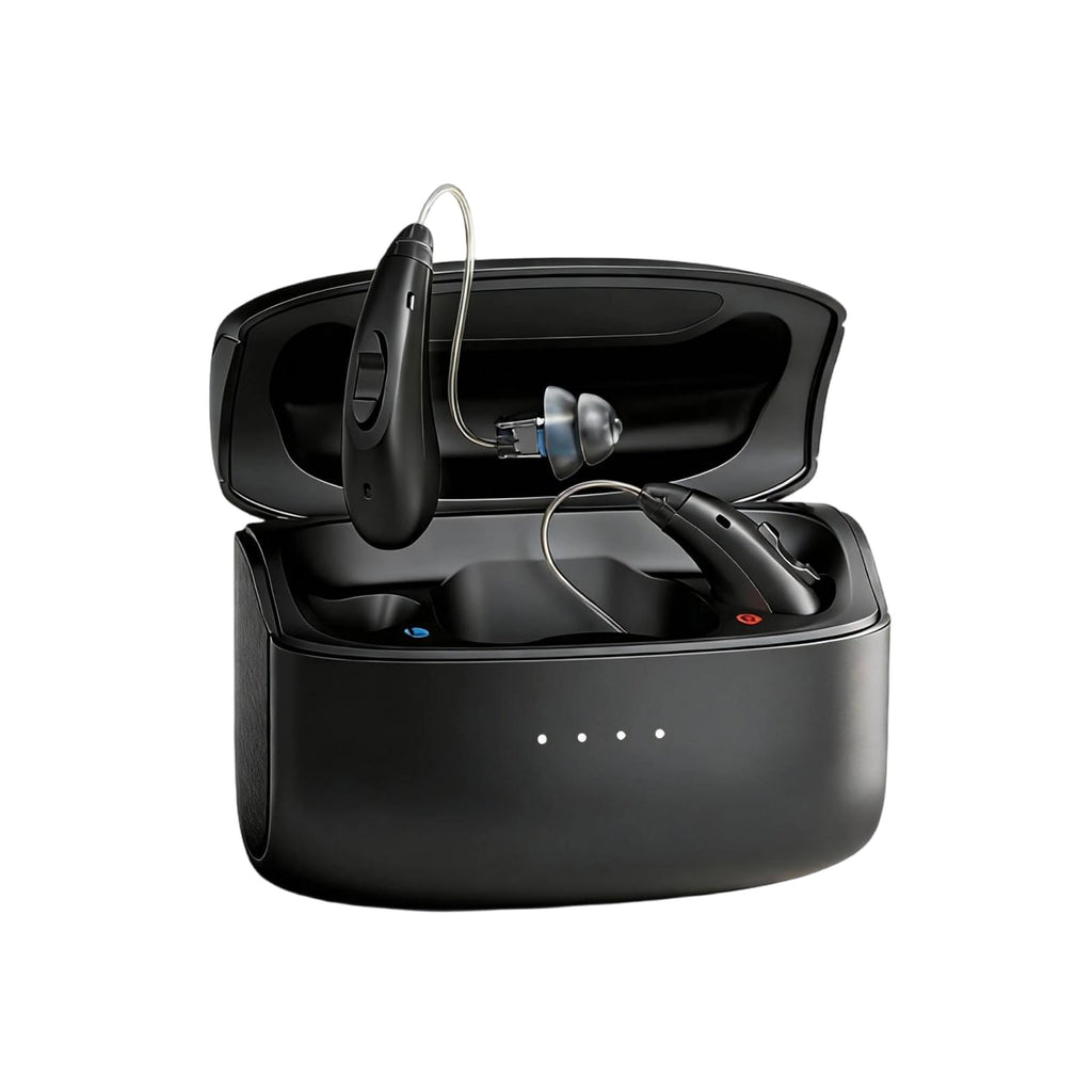 Clear Sound Hearing Aids for Seniors Rechargeable with Noise Cancelling, Hearing Amplifier with 9 Levels of Volume Adjustment, Easy to Use (Black)