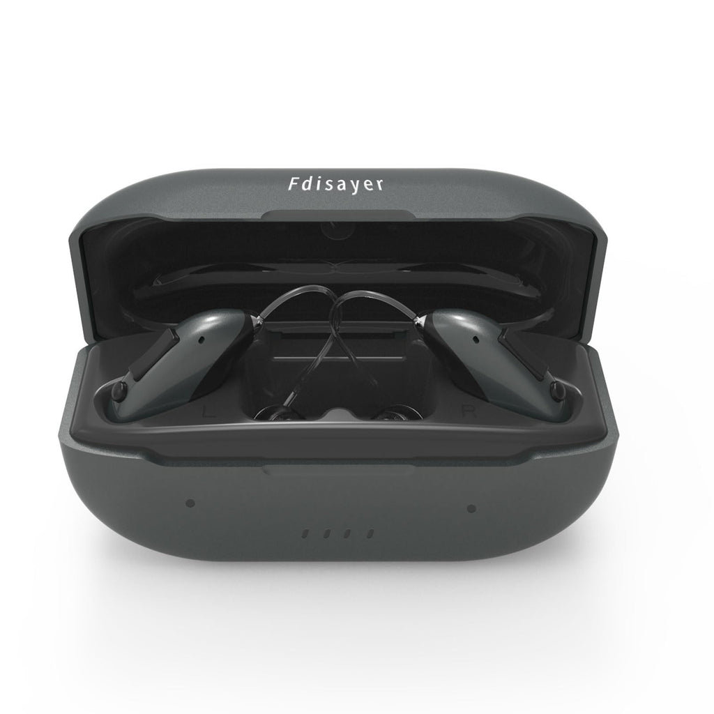 Audífonos invisibles, amplificadores auditivos de sonido claro con chips digitales de 16 canales, cancelación de ruido y control de volumen de 5 niveles, color negro