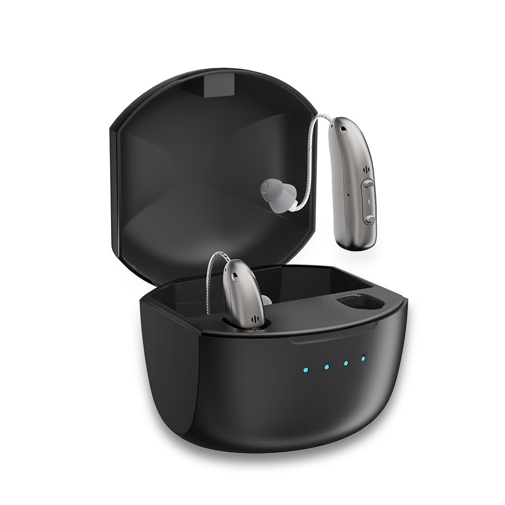 Rechargeable Hearing Aids For Seniors - Adaptive Noise Reduction, 4 Programs, Lasting 15 Hours, Suitable For Elderly People (Black)