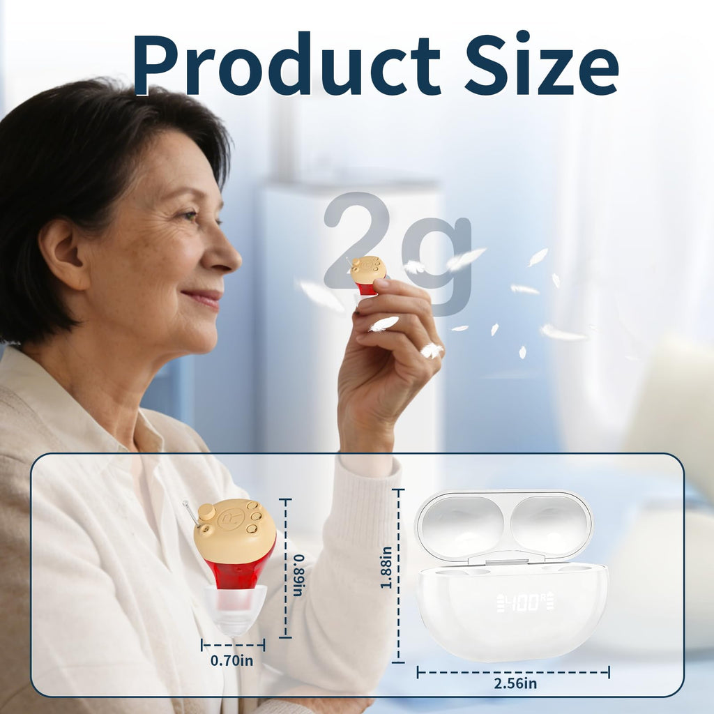 Hearing Aids for Seniors, Clear Sound Hearing Amplifiers for Seniors with Hearing Loss,Intelligent Noise Reduction, Standby 70h,Easy to Use, Comfortable Wearing（White+Red and Blue）