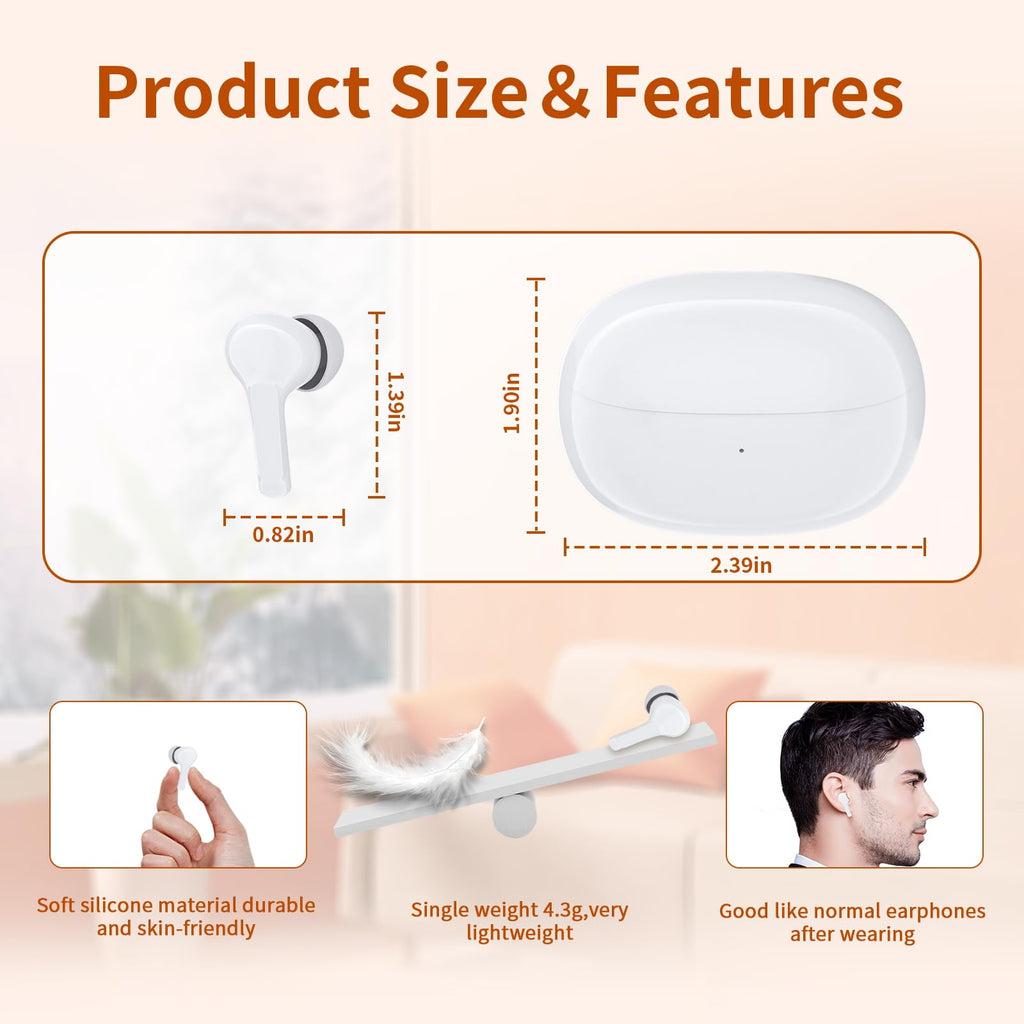 Clear Sound Hearing Aids for Seniors & Adults - Rechargeable Hearing Amplifiers with Noise Cancellation, 7-Level Volume Adjustment & Memory, Comfortable Wearing All Day, 8+ Hours Battery Life