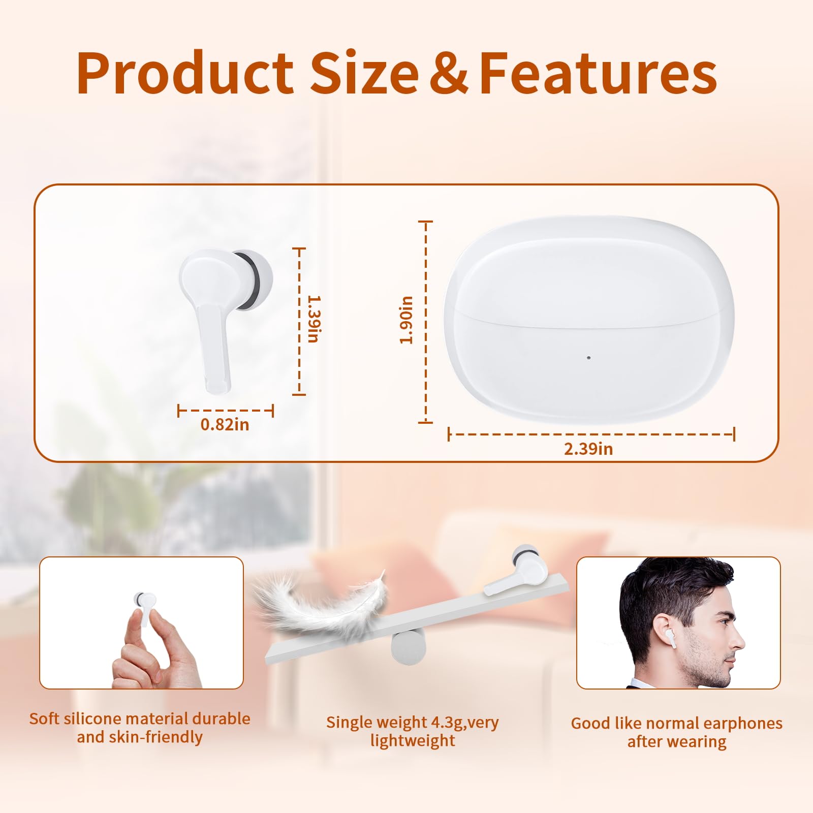 Clear Sound Hearing Aids for Seniors & Adults - Rechargeable Hearing Amplifiers with Noise Cancellation, 7-Level Volume Adjustment & Memory, Comfortable Wearing All Day, 8+ Hours Battery Life