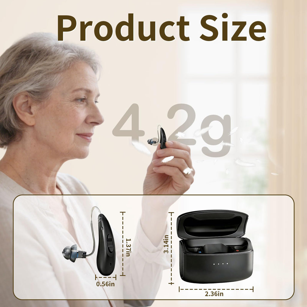 Clear Sound Hearing Aids for Seniors Rechargeable with Noise Cancelling, Hearing Amplifier with 9 Levels of Volume Adjustment, Easy to Use (Black)