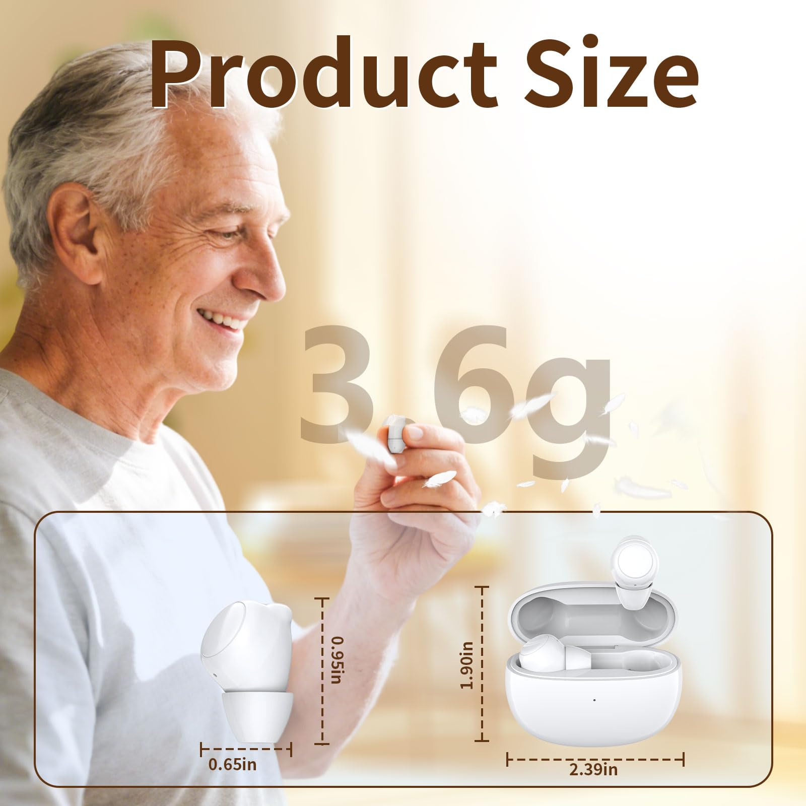 Audífonos invisibles con chips digitales de 16 canales, reducción de ruido dual, amplificadores auditivos de sonido claro para personas mayores con control de volumen, color blanco