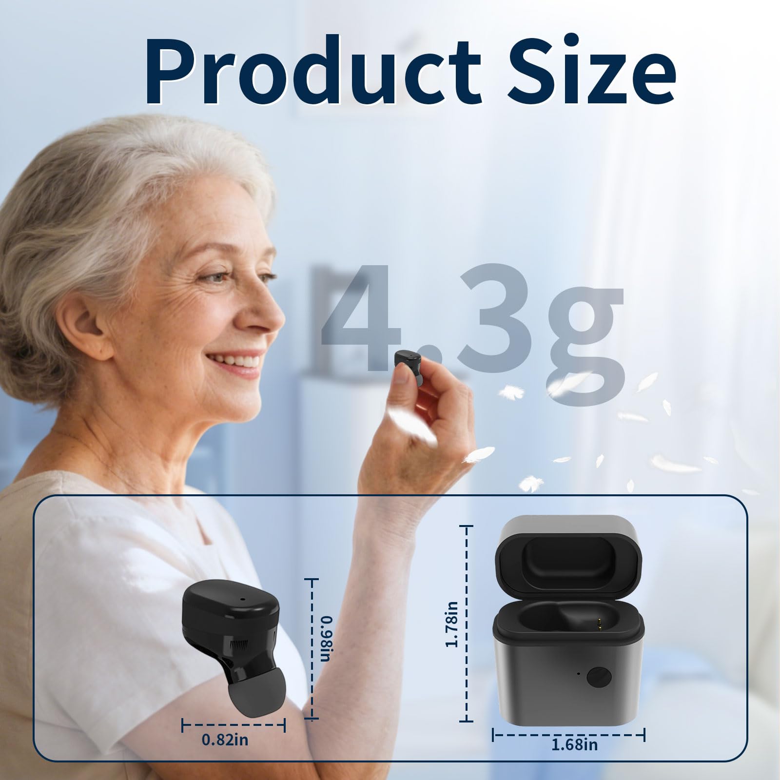 Rechargeable Hearing Amplifiers for Hearing Loss, 4 Levels of Volume Adjustment, Hearing Aids for Seniors with Clear Sound-Black