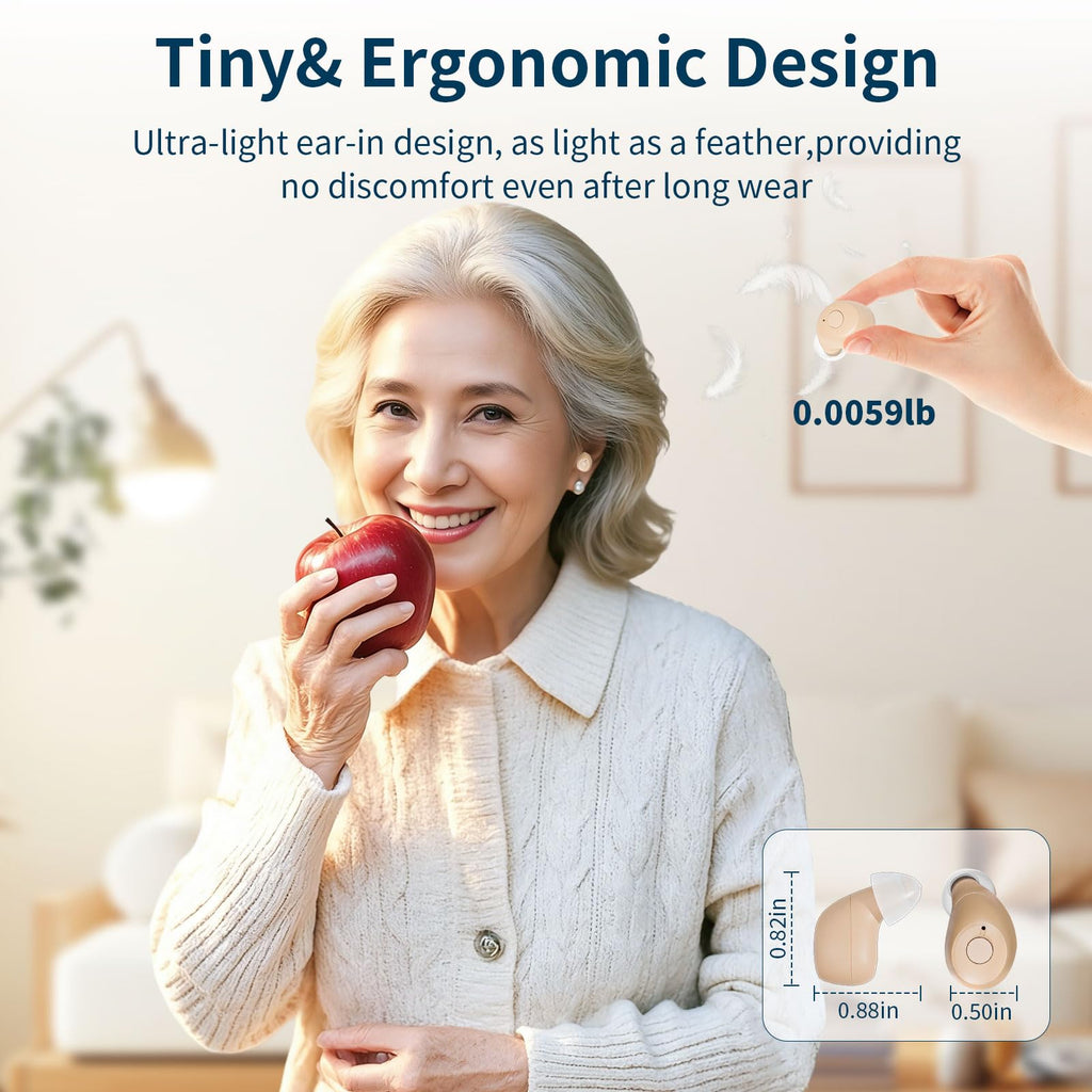 Rechargeable Hearing Amplifiers, Clear Sound 16-Channel Hearing Aids with Noise Cancellation and 7-level Volume Adjustment-White