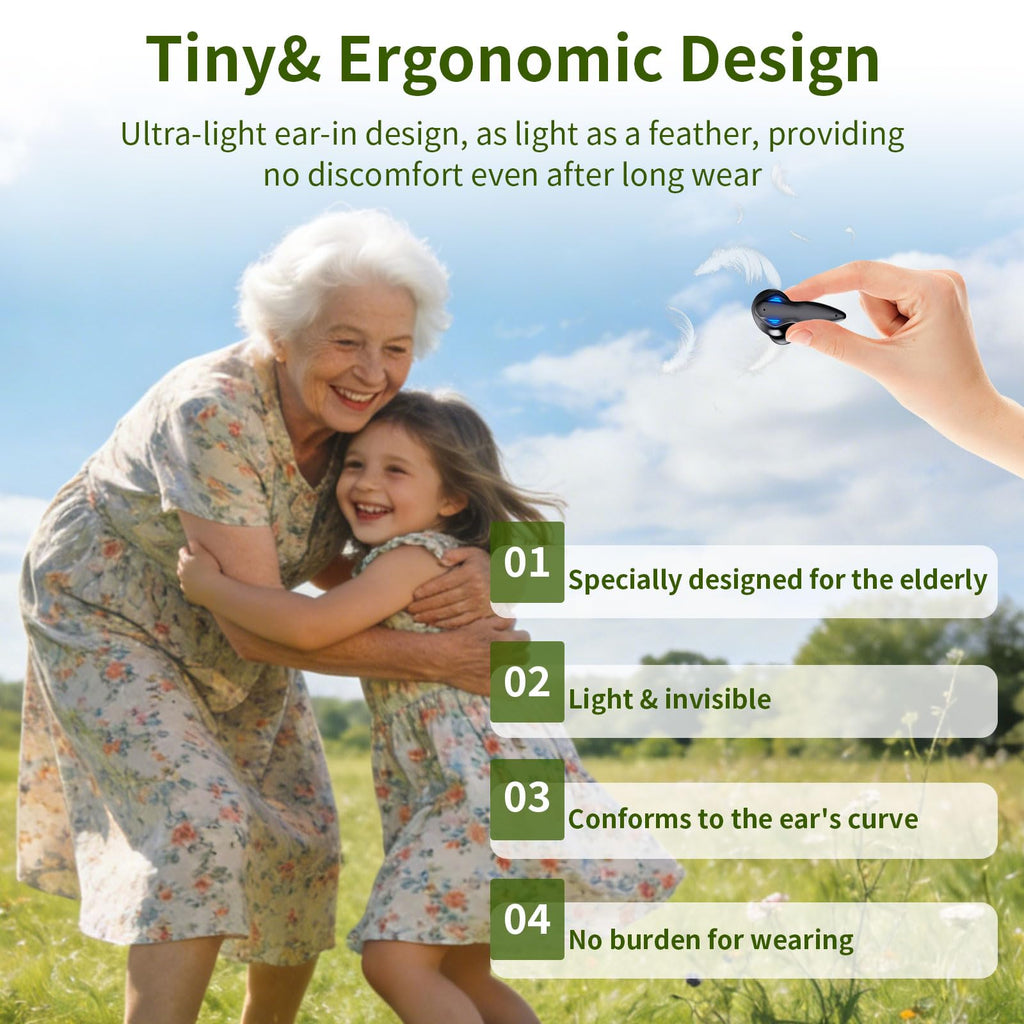 Rechargeable Hearing Aids for Seniors with Noise Cancelling and 4 Levels Volume Control, Clear Sound Hearing Amplifiers with Comfort and Invisible Design, very Good-looking
