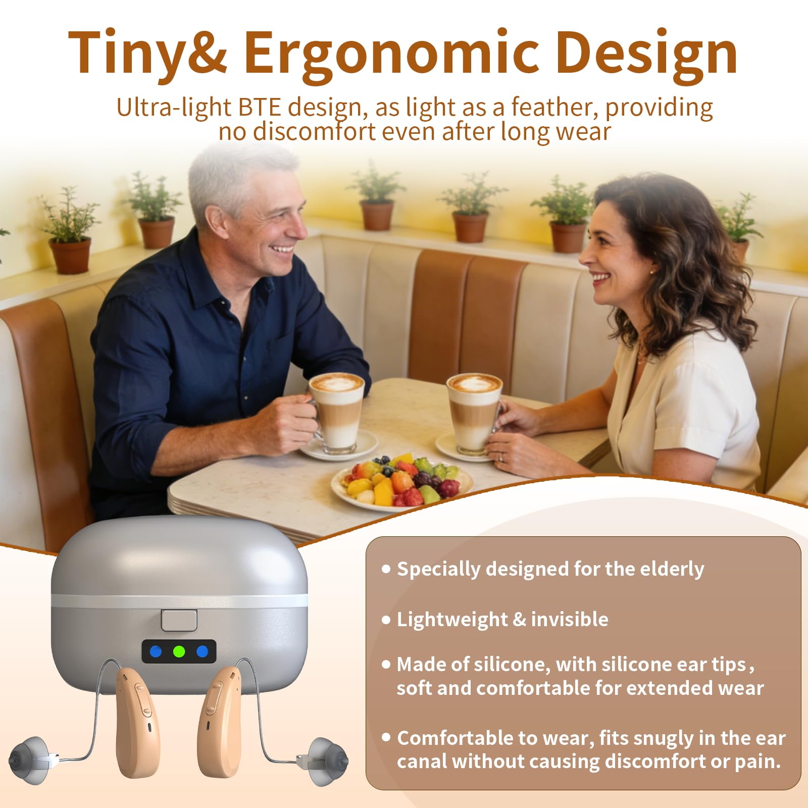 Invisible Hearing Amplifiers, Clear Sound Hearing Aids with Noise Reduction & 4 Modes Hearing Aid for Seniors, Easy to Use