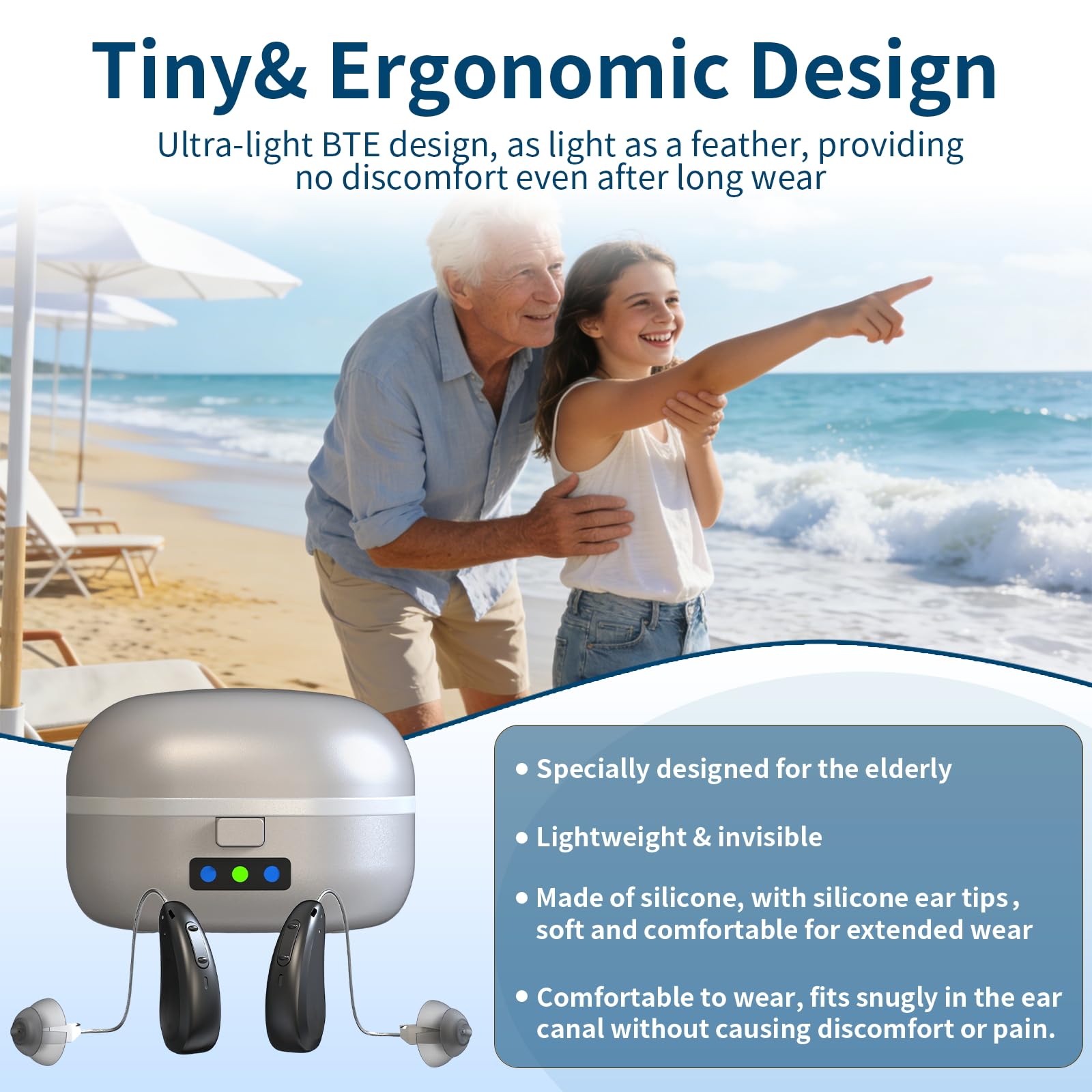 Amplificadores auditivos de sonido claro: audífonos recargables para personas mayores, hasta 21 horas de duración de la batería, reducción de ruido, fácil de usar