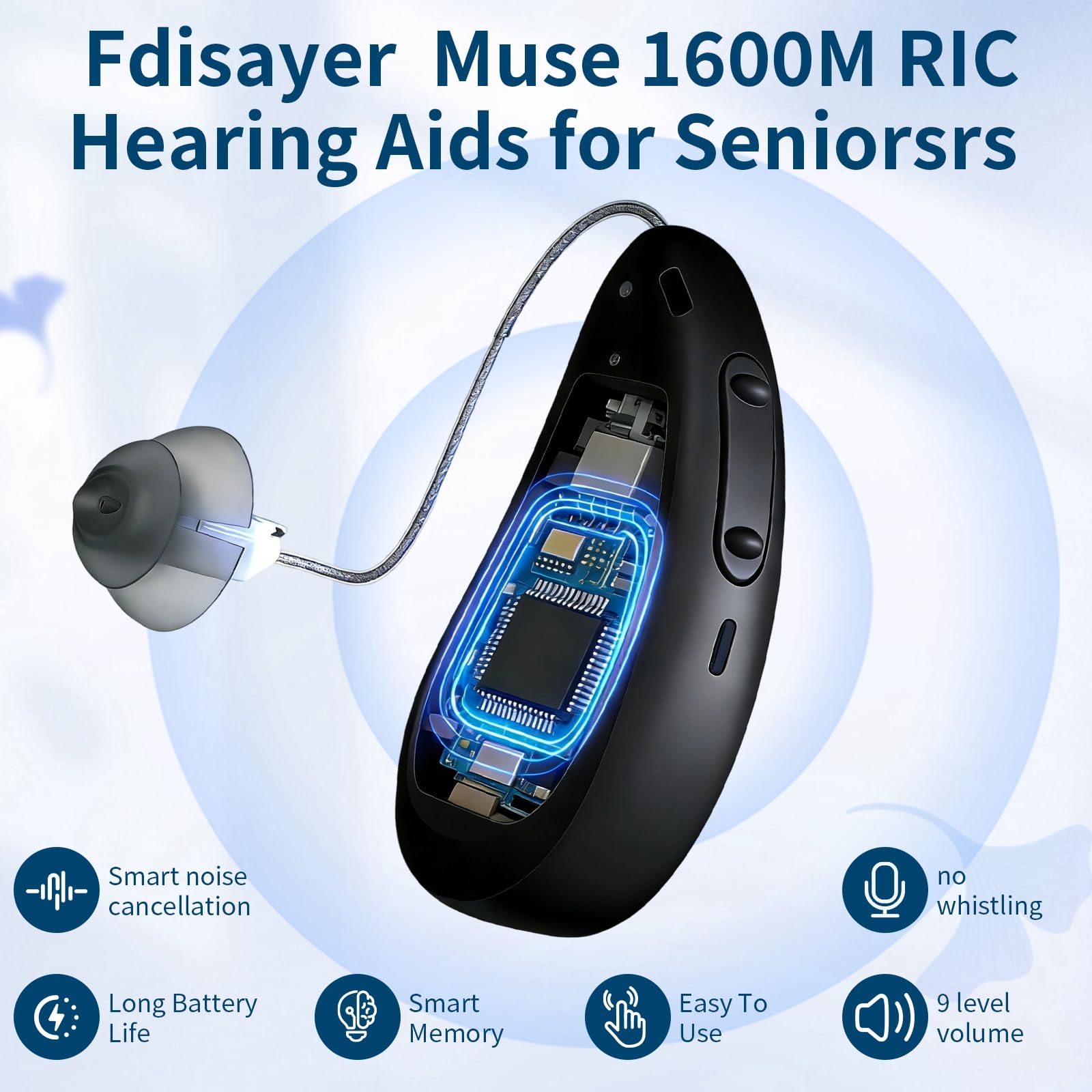 Amplificadores auditivos de sonido claro: audífonos recargables para personas mayores, hasta 21 horas de duración de la batería, reducción de ruido, fácil de usar
