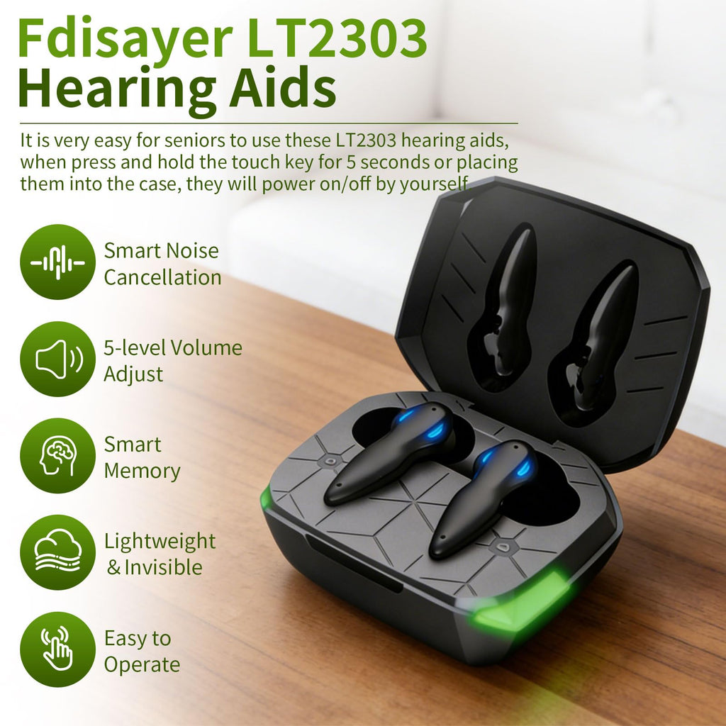 Rechargeable Hearing Aids for Seniors with Noise Cancelling and 4 Levels Volume Control, Clear Sound Hearing Amplifiers with Comfort and Invisible Design, very Good-looking
