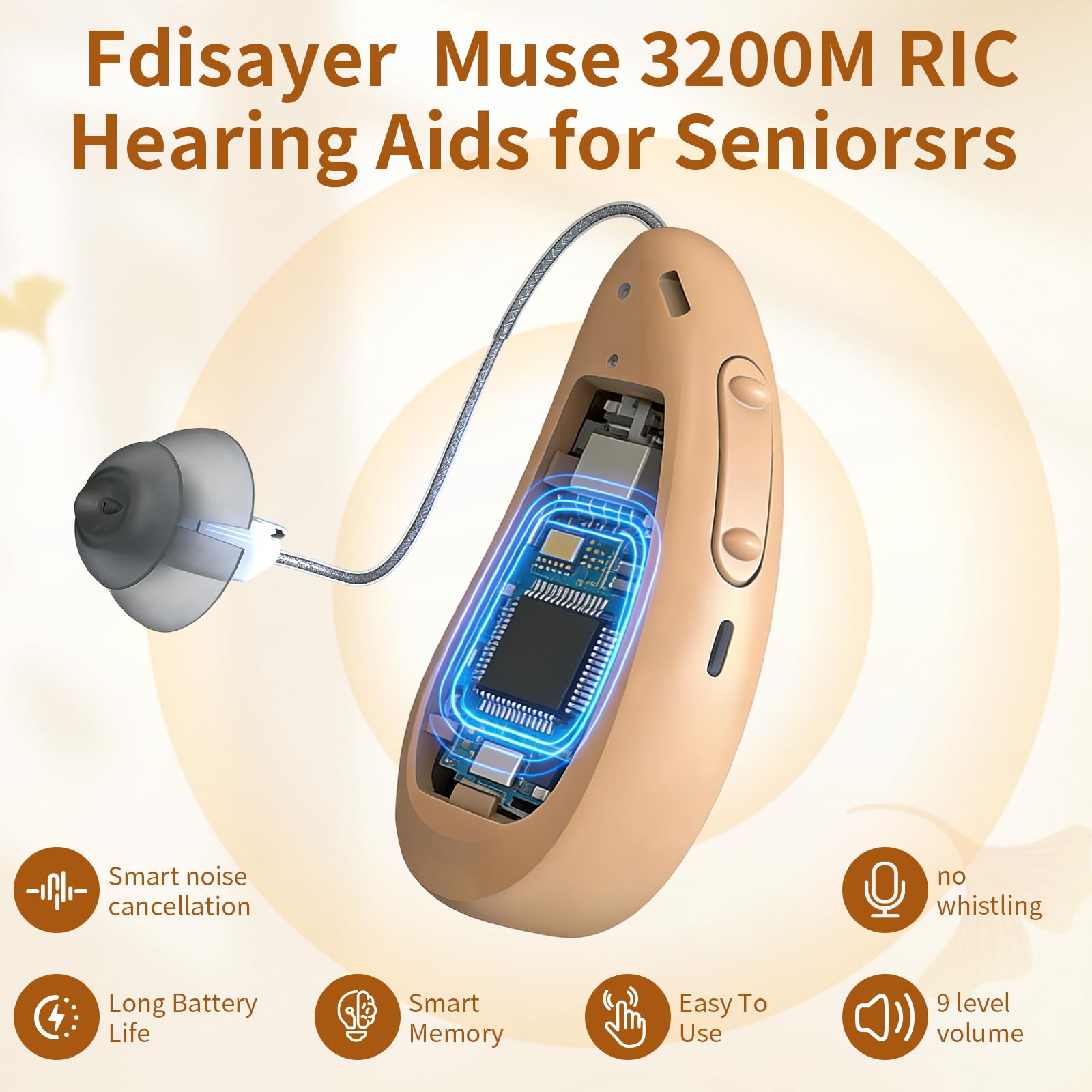 Invisible Hearing Amplifiers, Clear Sound Hearing Aids with Noise Reduction & 4 Modes Hearing Aid for Seniors, Easy to Use