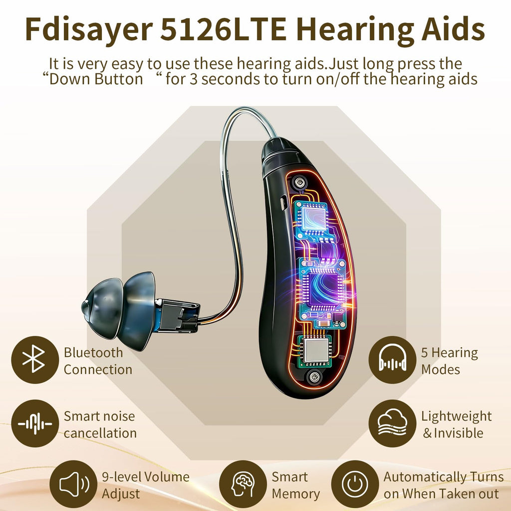Clear Sound Hearing Aids for Seniors Rechargeable with Noise Cancelling, Hearing Amplifier with 9 Levels of Volume Adjustment, Easy to Use (Black)