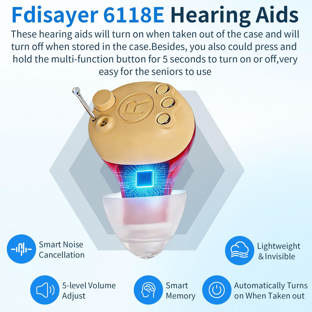 Hearing Aids for Seniors, Clear Sound Hearing Amplifiers for Seniors with Hearing Loss,Intelligent Noise Reduction, Standby 70h,Easy to Use, Comfortable Wearing（White+Red and Blue）