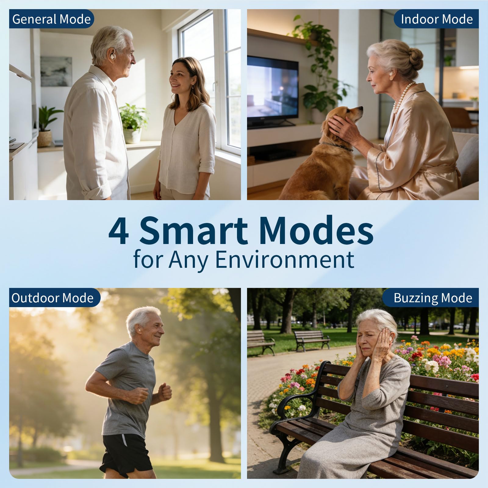 Rechargeable Hearing Amplifiers, Clear Sound 16-Channel Hearing Aids with Noise Cancellation and 7-level Volume Adjustment-White