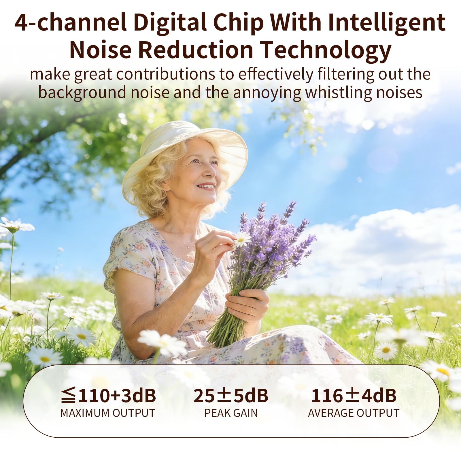 Amplificadores auditivos recargables para personas mayores, audífonos de sonido claro con reducción de ruido y ultra espera las 24 horas