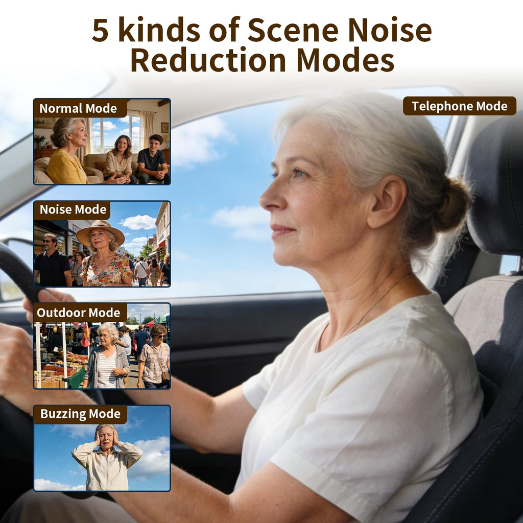 Audífonos de sonido transparente, amplificador auditivo recargable con DSP y 6 canales, cancelación de ruido, tiempo de reproducción 24 horas, estuche de carga portátil para personas mayores