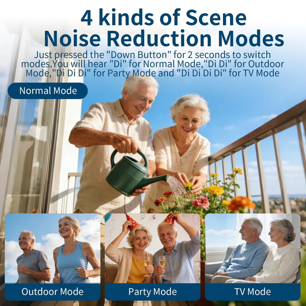 Amplificadores auditivos de sonido claro: audífonos recargables para personas mayores, hasta 21 horas de duración de la batería, reducción de ruido, fácil de usar